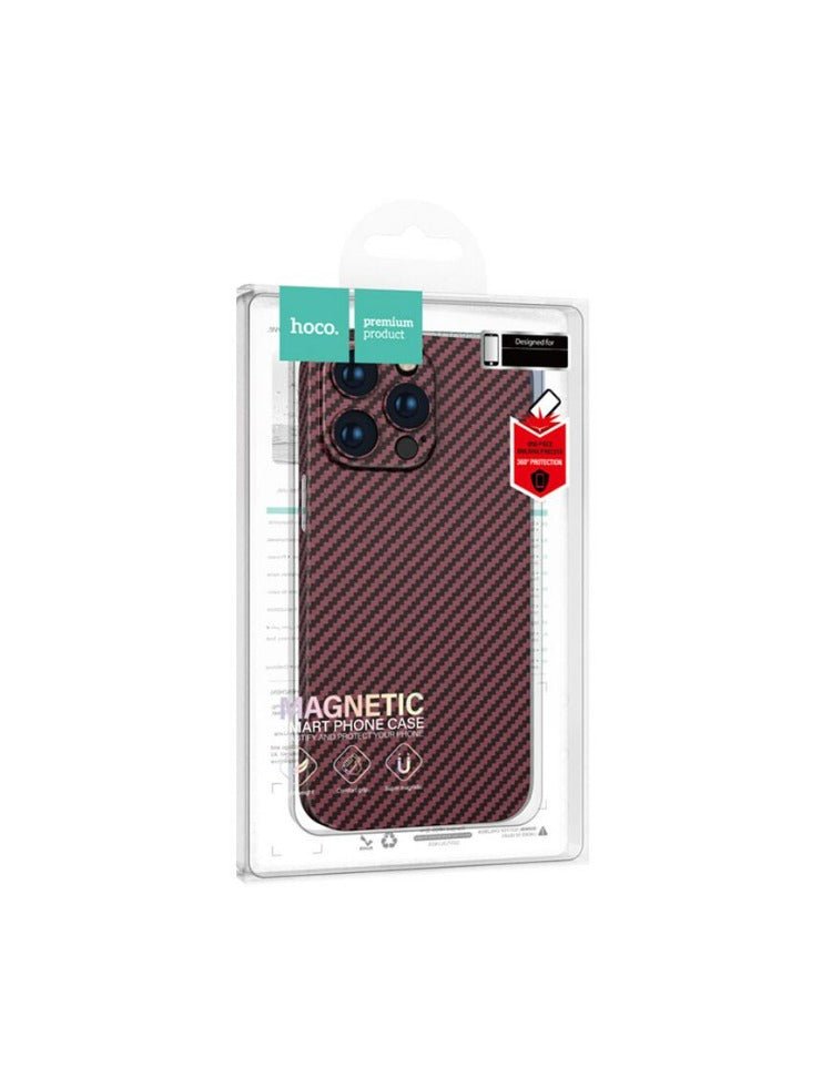 Husa pentru iPhone 14 Pro, cu MagSafe, UltraThin, CARBON Fiber | RED Hoco