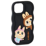 🌸📱 Husă iPhone 15 Labubu 🐰 – Silicon Moale Antisoc 💥, Design 3D Drăgălaș 🎀, Negru Elegant 🖤