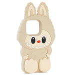 Husă iPhone 15 , Desen 3D Labubu, Silicon Moale,Cream