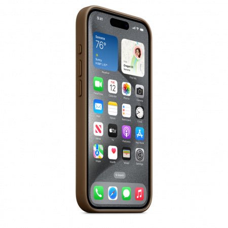 Husa iPhone 15 Pro Apple FineWoven cu MagSafe, Taupe