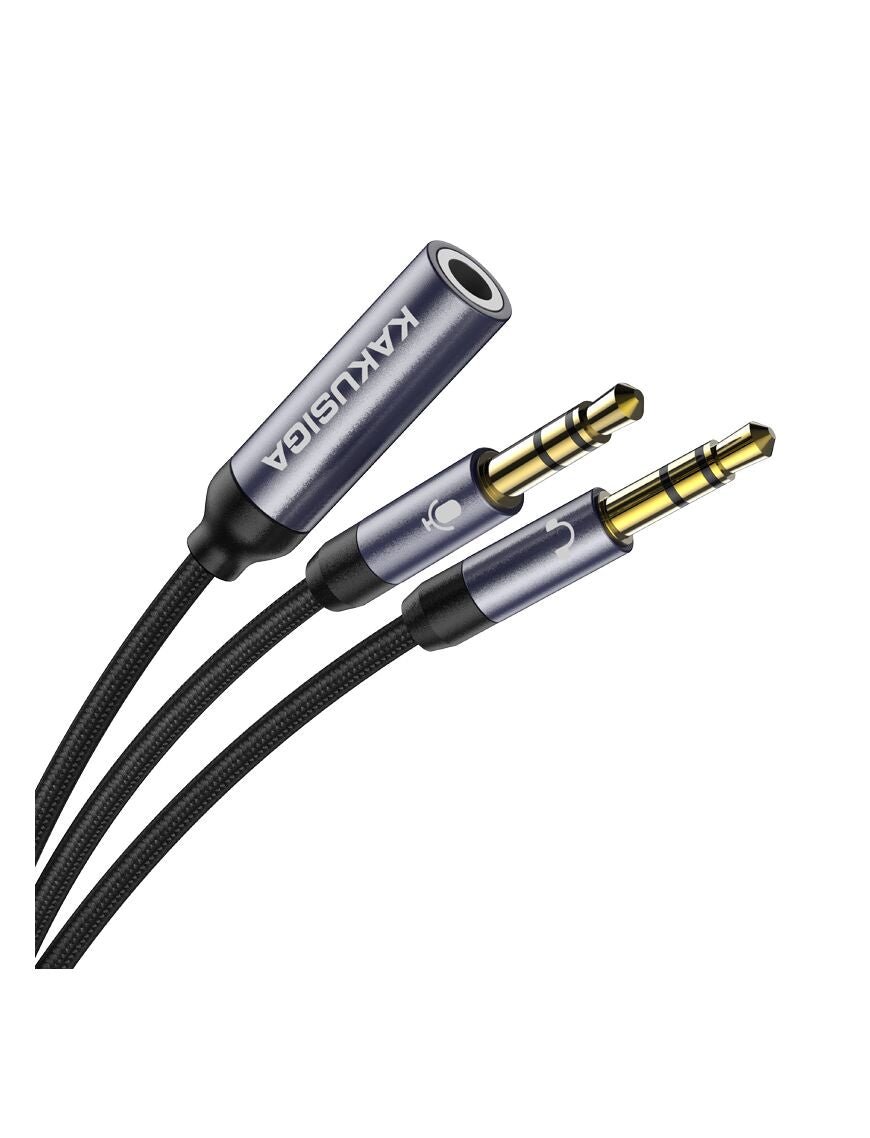 Cablu Audio, 2 x Male 3.5mm la 1 x Female 3.5mm, 27cm | BLACK