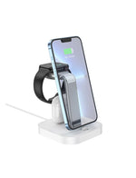 Incarcator office, 3 in 1, iPhone, iWatch, Casti | WHITE - mag-genius-accesorii