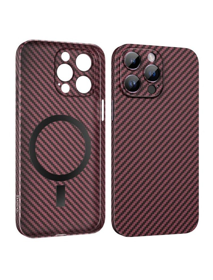 Husa pentru iPhone 14 Pro, cu MagSafe, UltraThin, CARBON Fiber | RED Hoco