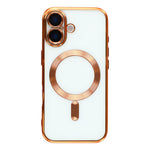 Husa iPhone 17, cu MagSafe, ElectroPlated,transparent, rama ORANGE