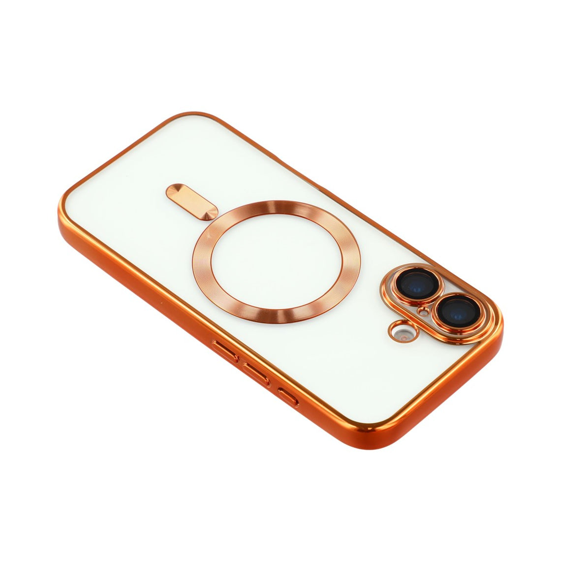 Husa iPhone 17, cu MagSafe, ElectroPlated,transparent, rama ORANGE