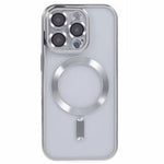 Husa Plating, iPhone 16 Pro Max, cu MagSafe, ElectroEdge, Silver Clear