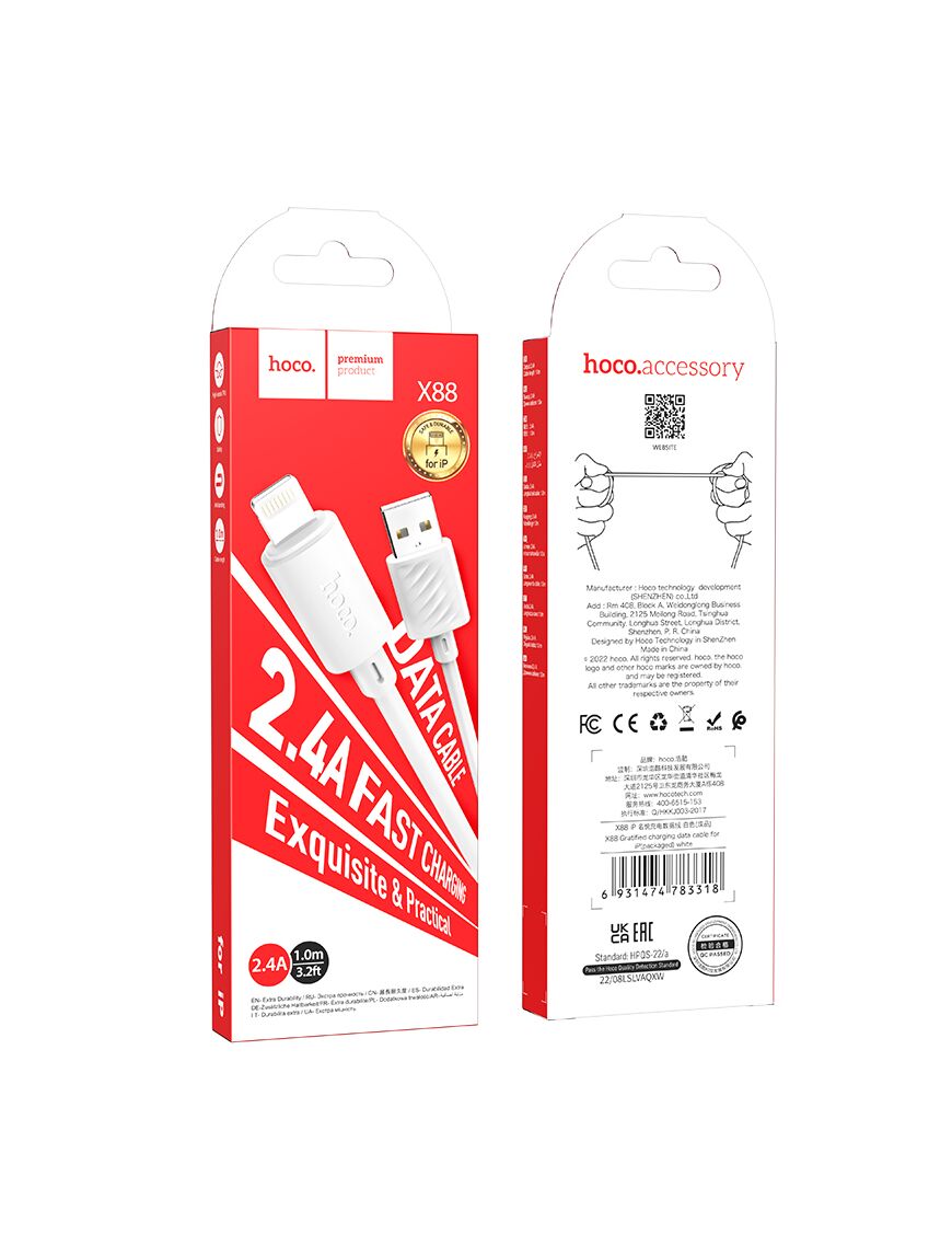 Cablu Incarcare si Date, 18W, 2.4A, USB-A la Lightning, 1m | WHITE