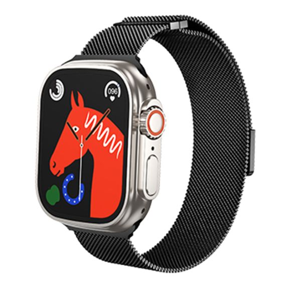 Curea metalica Apple Watch, inchidere magnet,Size (42/44/45/49mm) Milanese Style,Black