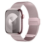 Curea metalica Apple Watch, inchidere magnet,Size (42/44/45/49mm) Milanese Style,Pink