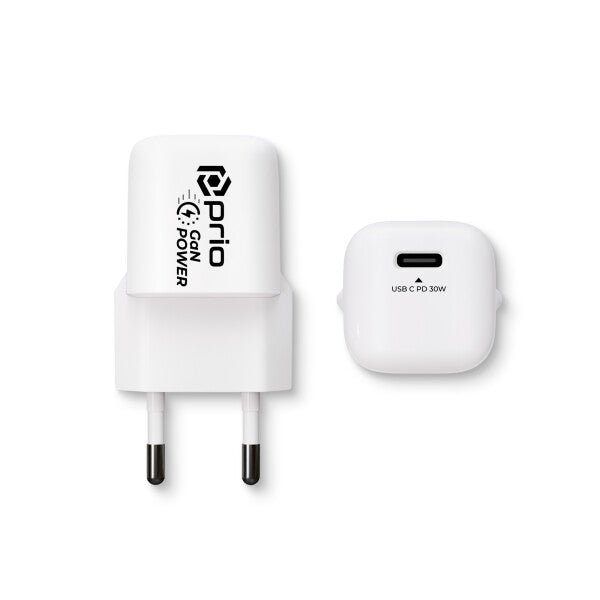 ÎNCĂRCĂTOR DE PERETE PRIO GAN POWER USB-C - 30W - ALB