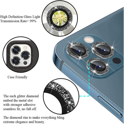 Protectie Camere Individuale din Sticla cu Diamante Roz Pentru Iphone 12 Pro