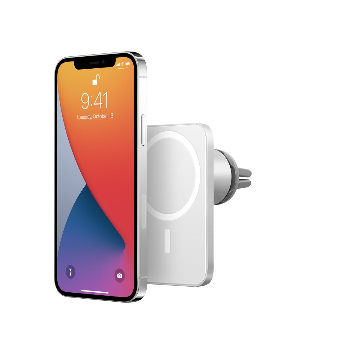 Suport MagSafe Auto, Incarcare Wireless, iPhone, Alb