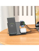 Statie Incarcare Wireless,Hoco 5V, 3A, Desktop Stand, Magnetic, 3 in 1