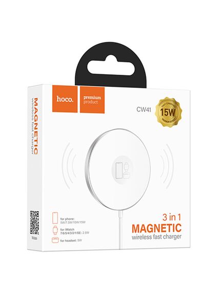 Incarcator Wireless 15W 3 in 1, Magnetic, Hoco Type-C, 15W