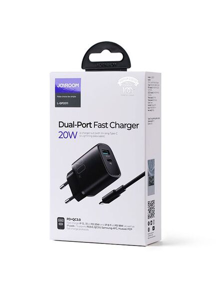 Incarcator Retea + Cablu USB-C, 20W, 2xUSB-C, PD, WHITE