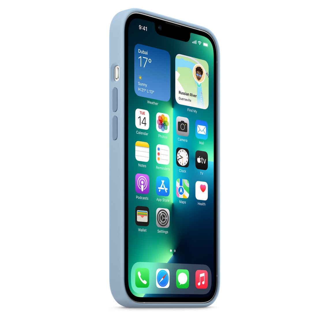 Husa Apple cu MagSafe iPhone 13, Silicon - Culoare Blue Fog