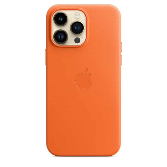 Husa Apple cu MagSafe pentru iPhone 14 Pro, Piele - Culoare Orange
