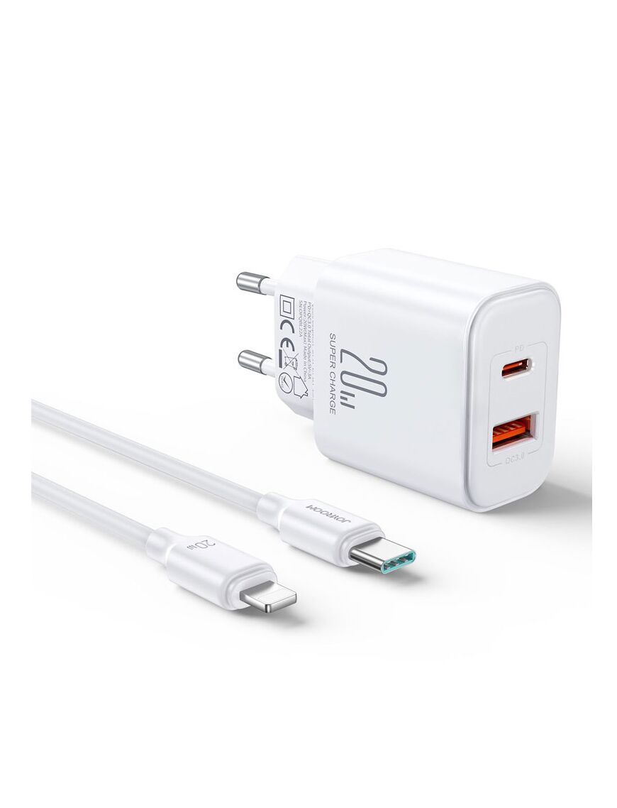 Incarcator Dual USB-A + USB-C, 20W + Cablu Lightning, 1m