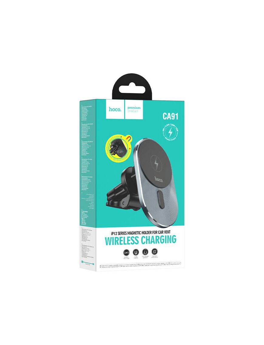 Suport Auto, cu incarcare MagSafe, 15W, cu cablu USB-C | Hoco