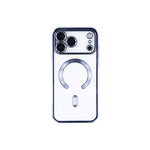 Husa iPhone 17 Pro Max, cu MagSafe, ElectroPlated, transparenta, rama BLUE