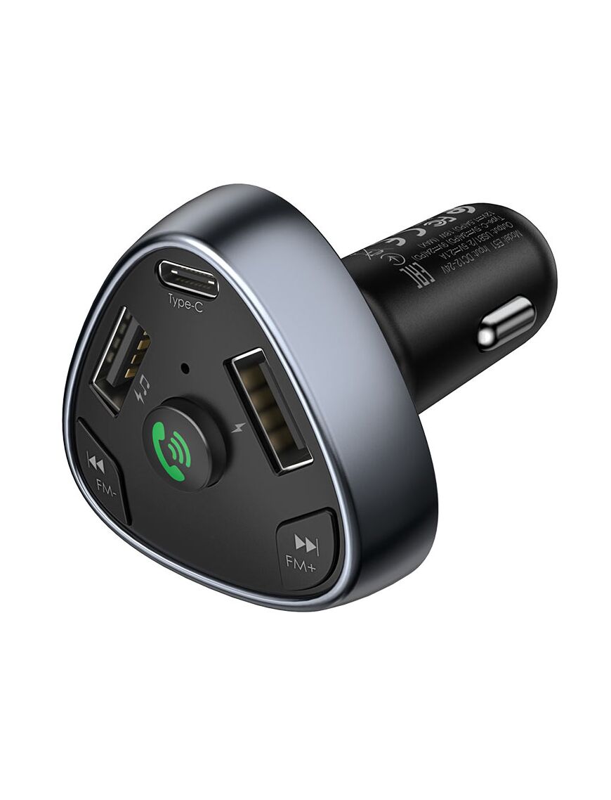 HOCO Modulator FM, Bluetooth, 2 x USB-A, 1 x USB-C | BLACK