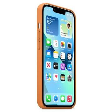 Husa de protectie cu MagSafe compatibila cu iPhone 13 Mini, Piele - Culoare Golden Brown