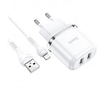 Incarcator Cu Cablu Lightning HOCO N4, 12W, 2.4A, 2 X USB-A, Alb - mag-genius-accesorii