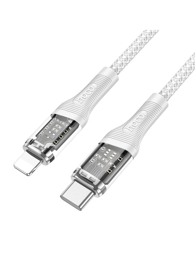 Cablu Incarcare si Date, 20W,Ultra Fast Charge USB-C Lightning, 1.2m | GRAY Transparent