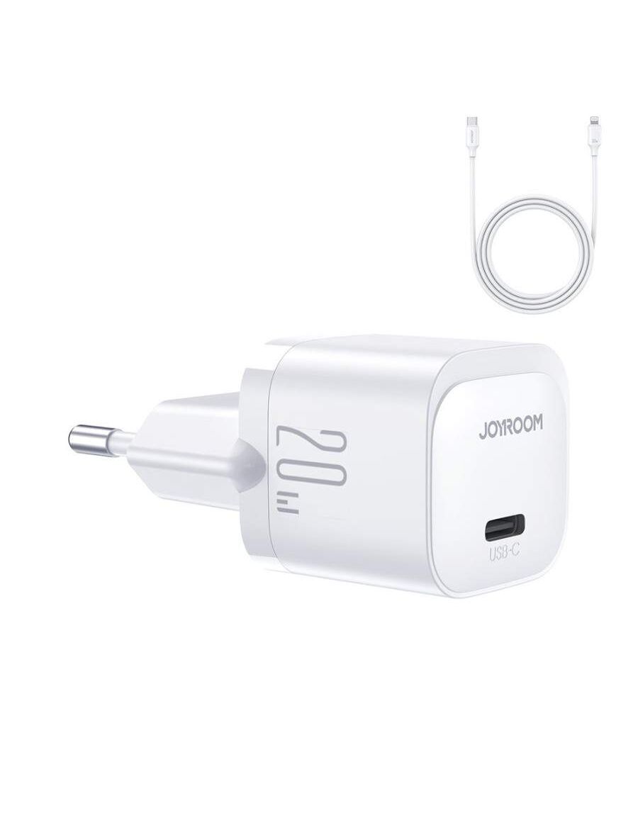 Incarcator rapid priza Joyroom USB Type-C 20W cu cablu Type-C to Lightning inclus alb