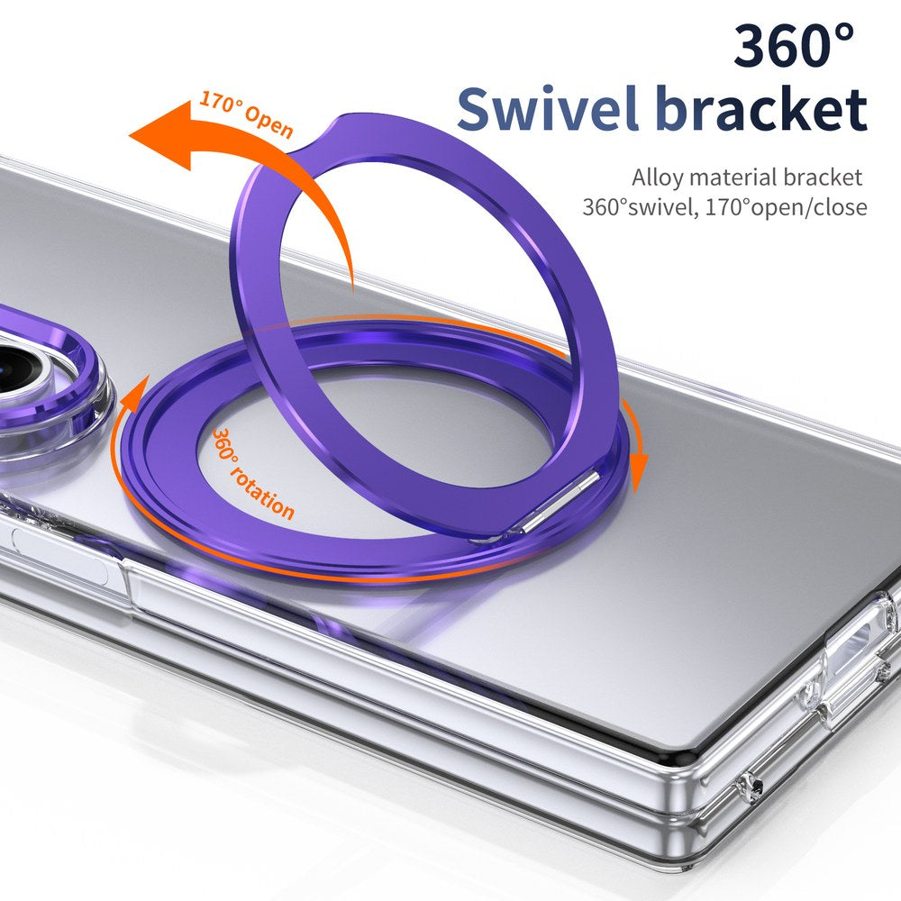 Husă Samsung Z Fold 8 Ultra MagRing integrală, Clear/Purple