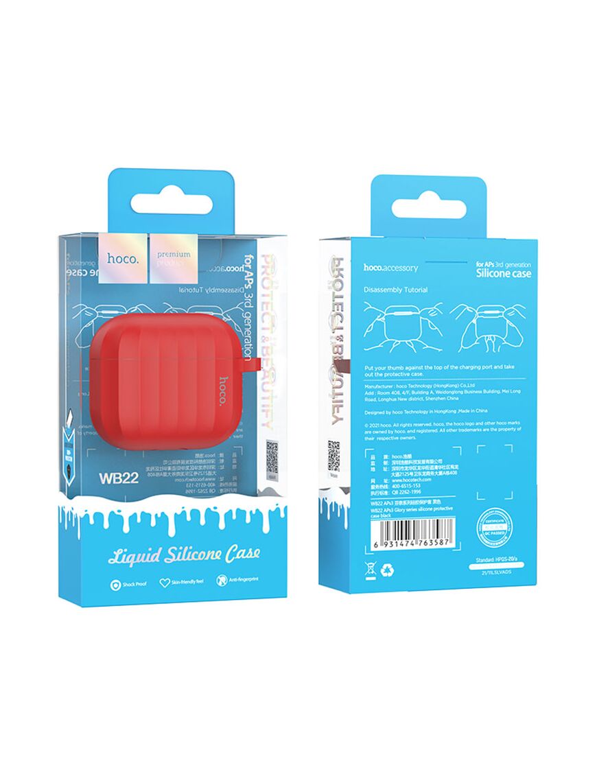 HOCO (WB22) | Husa pentru casti, compatibile cu AirPods 3, TPU | RED