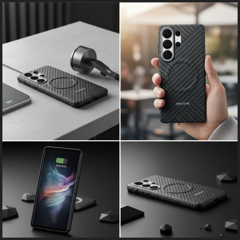 Husa Samsung S26 Ultra Originala, Carbon Magnet Case, Albastru