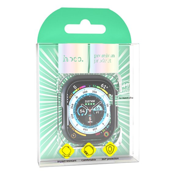 Rama protectie cu folie integrata, iWatch Ultra, 3D PC, (49mm) - Culoare Carbon