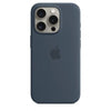 Husa de protectie Apple Silicon cu MagSafe pentru iPhone 15 Pro Storm Blue - mag-genius-accesorii