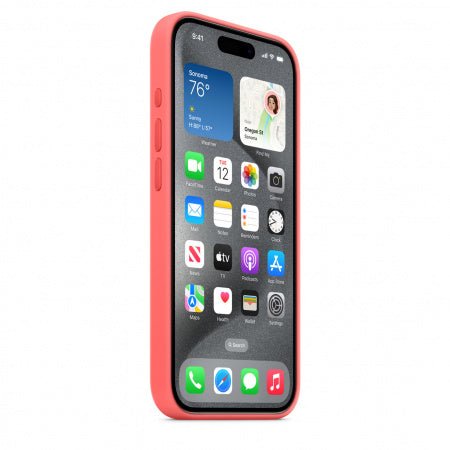 Husa de protectie Apple Silicon cu MagSafe pentru iPhone 15 Pro Max,Guava - mag-genius-accesorii