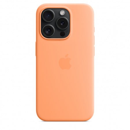 Husa de protectie Apple din Silicon cu MagSafe pentru iPhone 15 Pro Orange Sorbet - mag-genius-accesorii
