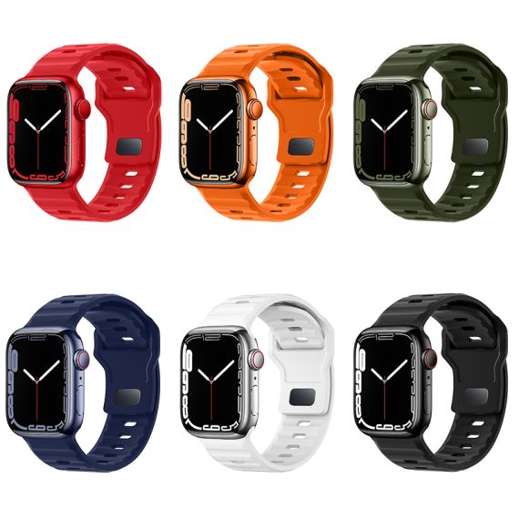 Curea silicon, pentru iWatch, Universal Size (42/44/45/49mm) -Flexibile Band, Stepped,Negru