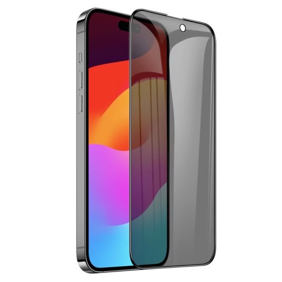 Folie Hoco iPhone 15 Pro Max, Full Glue 6D, DustProof, AntiSpy Privacy | Black