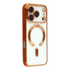 Husa iPhone 17 Pro, cu MagSafe, ElectroPlated, tranparenta, rama ORANGE