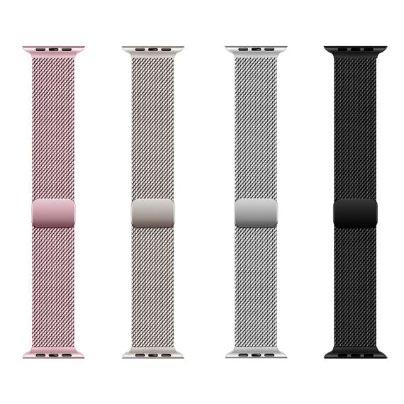 Curea metalica Apple Watch, inchidere magnet,Size (42/44/45/49mm) Milanese Style,Pink