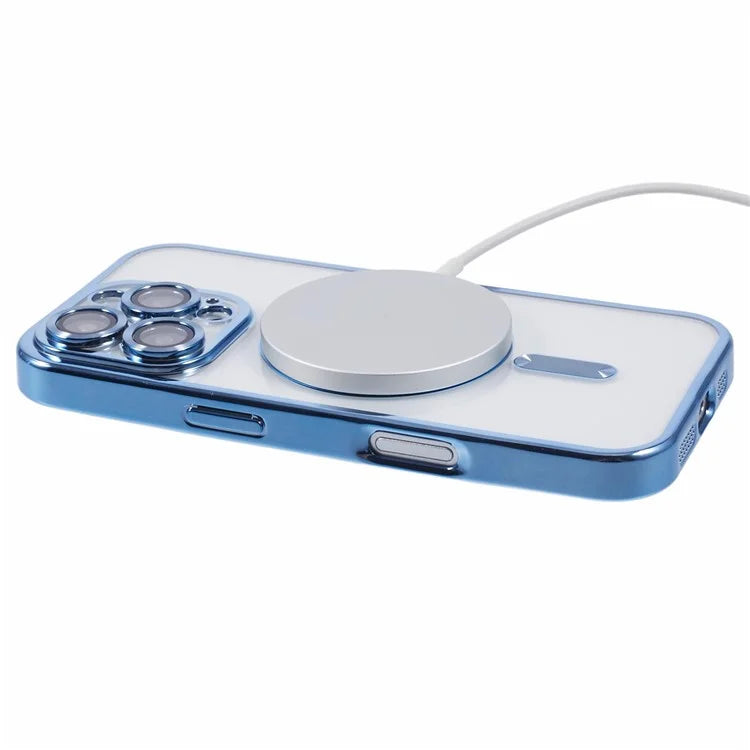 Husa Plating, iPhone 16 Pro Max, cu MagSafe, ElectroEdge, Blue
