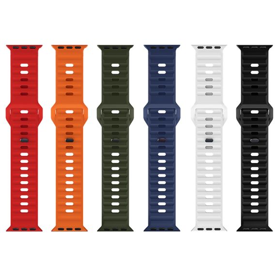 Curea silicon, pentru iWatch, Universal Size (42/44/45/49mm) -Flexibile Band, Stepped,Alb