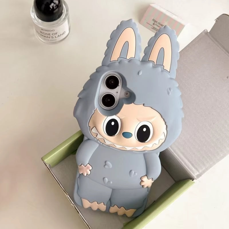 Husă iPhone 16 – Desen 3D Labubu, Silicon Moale, Protecție 100%