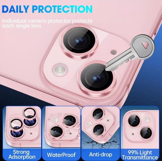 Folie Sticla iPhone 16 Plus ,Camera Protector, Roz