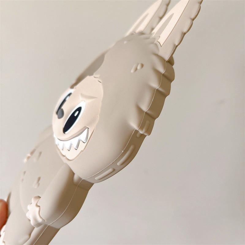 Husă iPhone 16 , Desen 3D Labubu, Silicon Moale,Cream