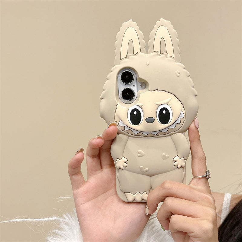 Husă iPhone 13 Pro , Desen 3D Labubu, Silicon Moale,Cream