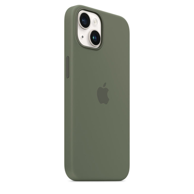 Husa de protectie Apple cu MagSafe pentru iPhone 14, Silicon Olive - mag-genius-accesorii