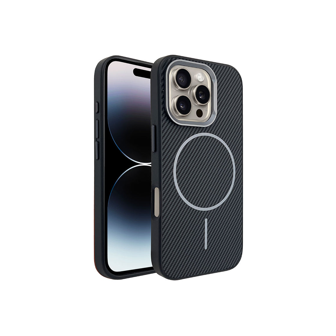 Husă MagFiber iPhone 16 Pro Max – Aspect Carbon, MagCase Compatibil MagSafe, AntiShock, Negru