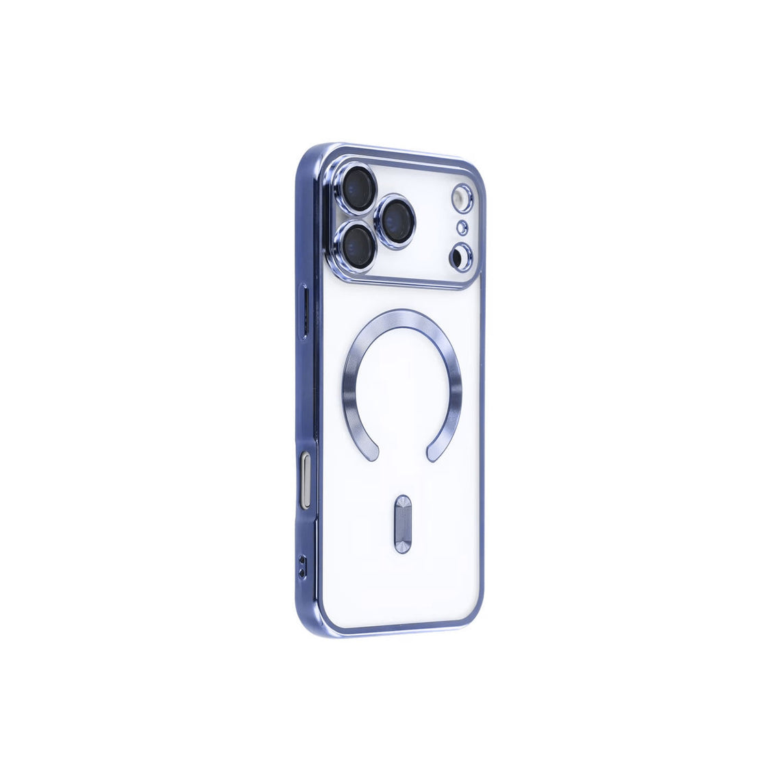 Husa  iPhone 17 Pro , cu MagSafe, ElectroPlated, transparenta, rama BLUE