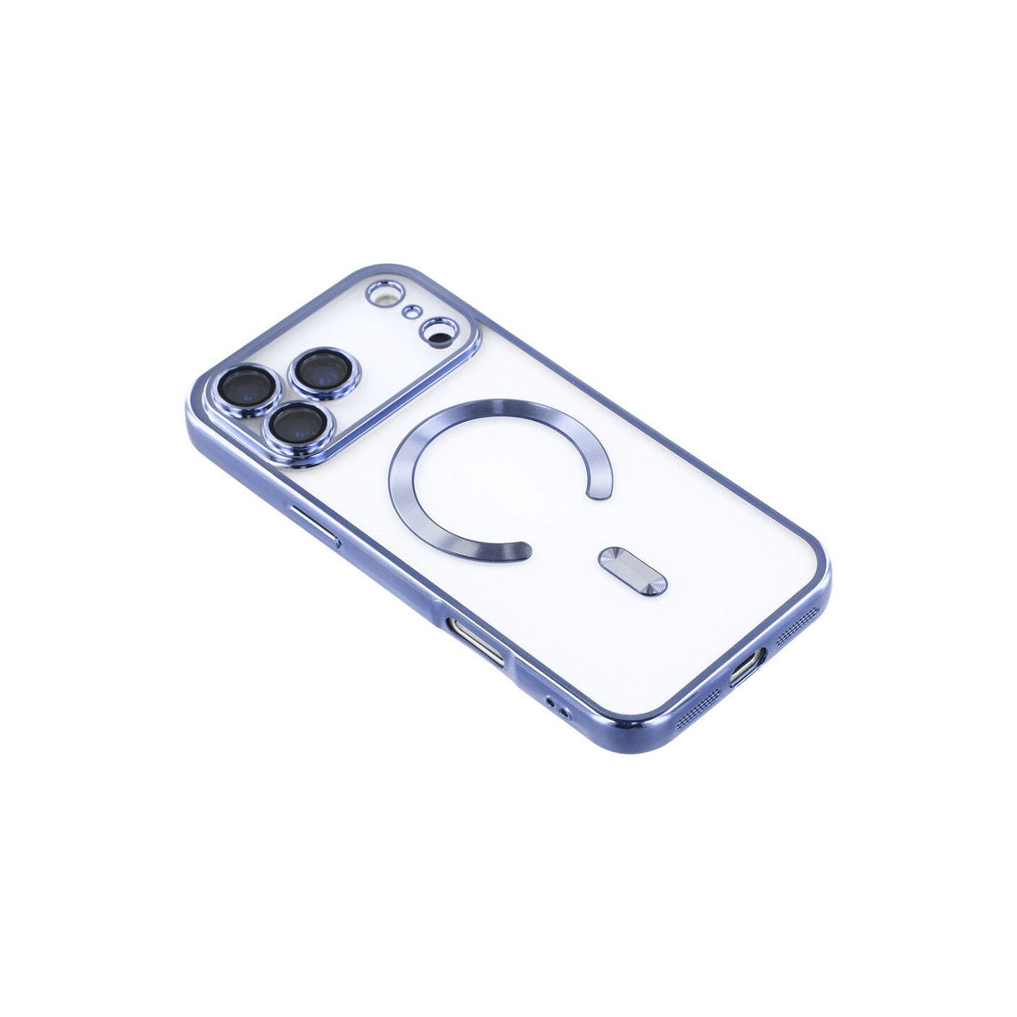 Husa  iPhone 17 Pro , cu MagSafe, ElectroPlated, transparenta, rama BLUE
